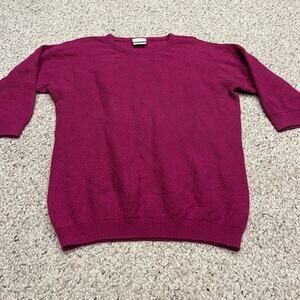 Lothlorian Cotton Merino Wool Blend Sweater Sz XXL New Zealand 3/4 Sleeve Purple